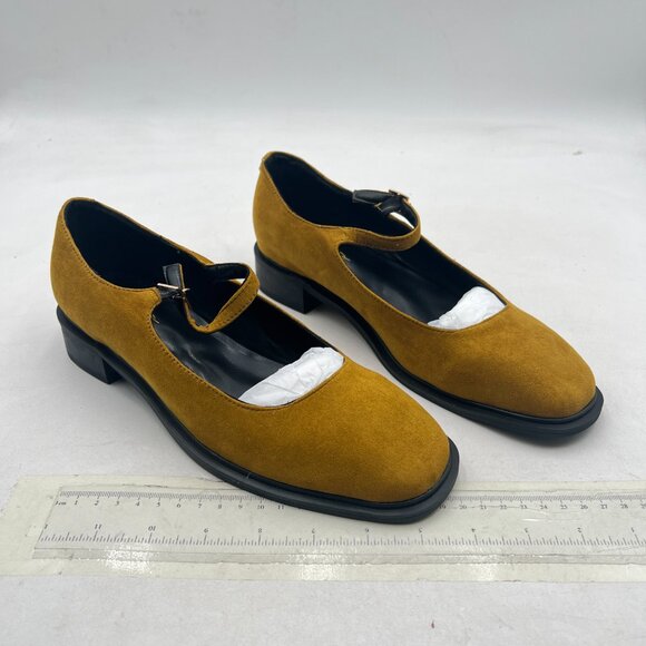 XYD Olive Low Heel Mary Janes Square Toe Slender Strap Chunky Pumps Casual Shoes - Picture 4 of 8